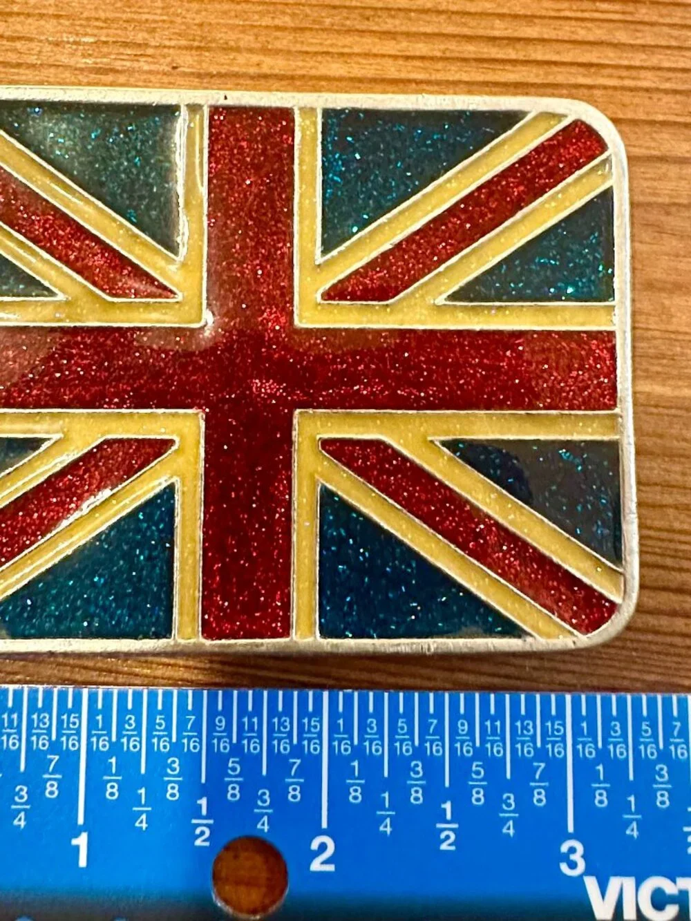 Union Jack Vintage Belt Buckle, Metal, Unisex, Excellent Condition, Made in USA